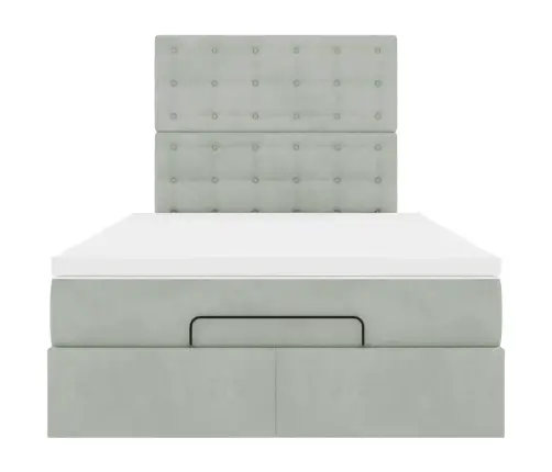 Osmanų Lovos Rėmas Su Čiužiniais, Pilkas, 120X200cm Aksomas