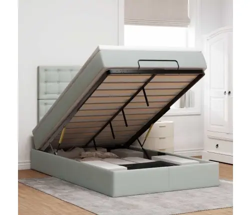 Osmanų Lovos Rėmas Su Čiužiniais, Pilkas, 120X200cm Aksomas