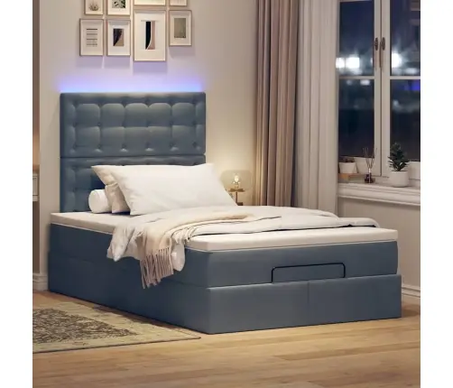 Osmaņu Gultas Rāmis Ar Matračiem Tumši Pelēks 120X200Cm Samts Vidaxl