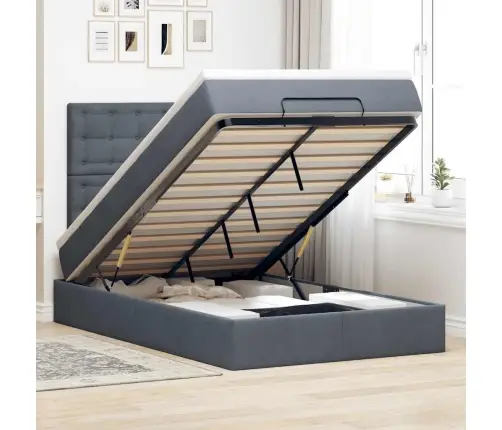 Osmaņu Gultas Rāmis Ar Matračiem Tumši Pelēks 120X200Cm Samts Vidaxl