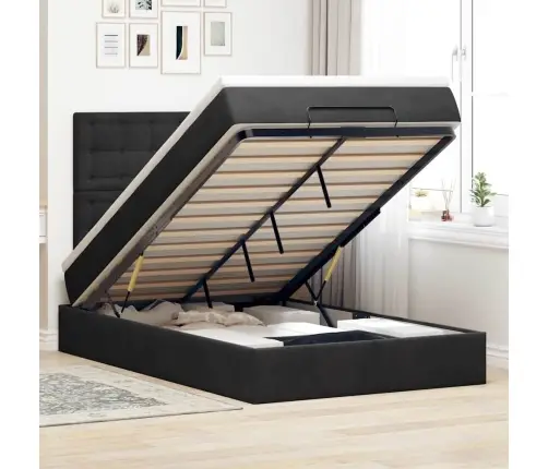 Osmaņu Gultas Rāmis Ar Matračiem Melns 120X200 Cm Samts Vidaxl