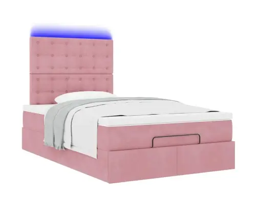 Osmanų Lovos Rėmas Su Čiužiniais, Rožinis, 120X200cm Aksomas