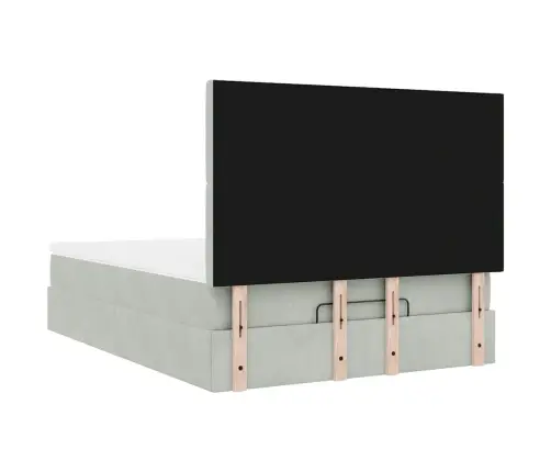 Osmaņu Gulta Ar Matračiem & Leds, Gaiši Pelēks, 140X190Cm Samts Vidaxl