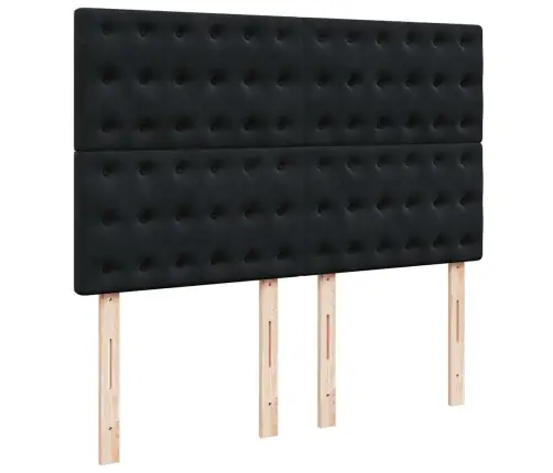 Osmaņu Gultas Rāmis Ar Matračiem Melns 140X190 Cm Samts Vidaxl