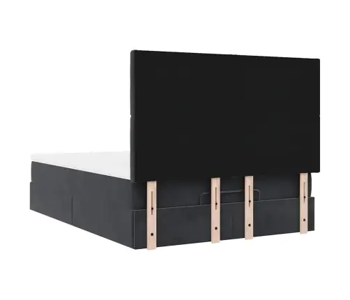 Osmaņu Gultas Rāmis Ar Matračiem Melns 140X190 Cm Samts Vidaxl