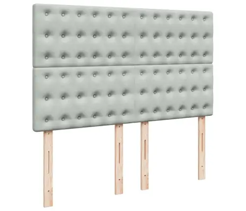 Osmanų Lova Su Čiužiniais Ir Led Šviesiai Pilka Velvet