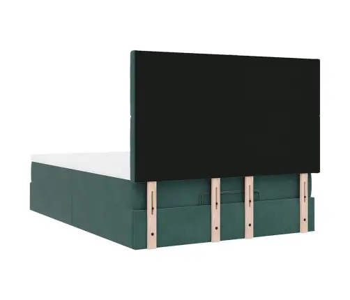 Ottomani Voodi Madratsitega&Led, Tumeroheline, 140X200cm Samet