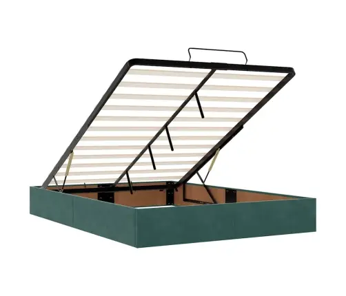 Ottomani Voodi Madratsitega&Led, Tumeroheline, 140X200cm Samet