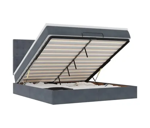 Osmaņu Gultas Rāmis Ar Matračiem Tumši Pelēks 160X200Cm Audums Vidaxl