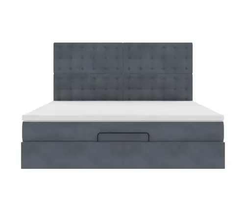 Osmaņu Gultas Rāmis Ar Matračiem Tumši Pelēks 160X200Cm Audums Vidaxl