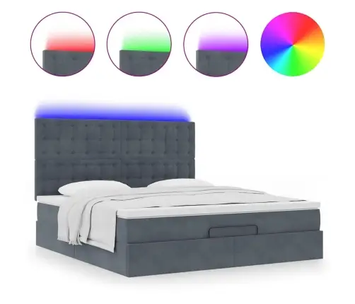 Osmaņu Gultas Rāmis Ar Matračiem Tumši Pelēks 160X200Cm Audums Vidaxl