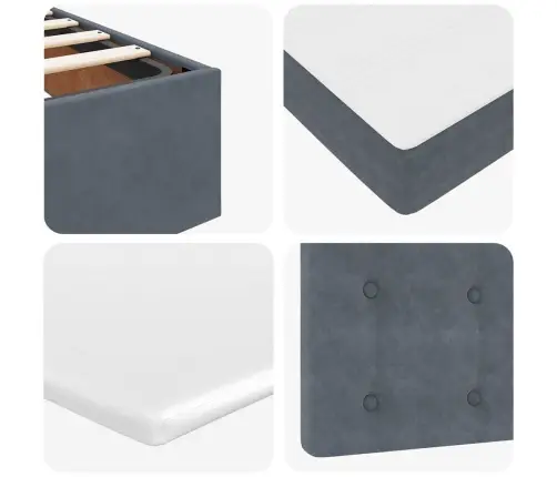 Osmaņu Gultas Rāmis Ar Matračiem Tumši Pelēks 160X200Cm Audums Vidaxl