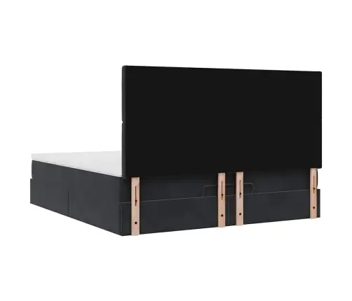 Ottomani Voodiraam Madratsitega, Must, 160X200 cm Samet