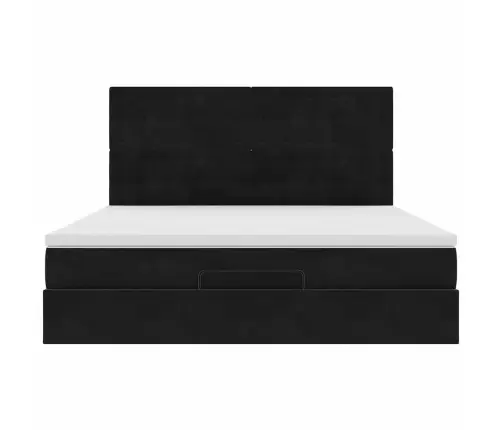 Ottomani Voodiraam Madratsitega, Must, 160X200 cm Samet