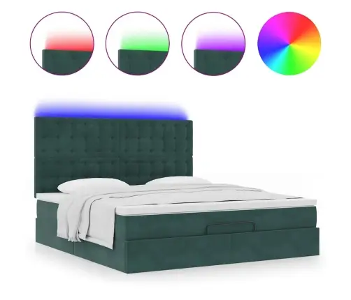 Ottomani Voodiraam Madratsitega, Tumeroheline, 160X200cm Samet