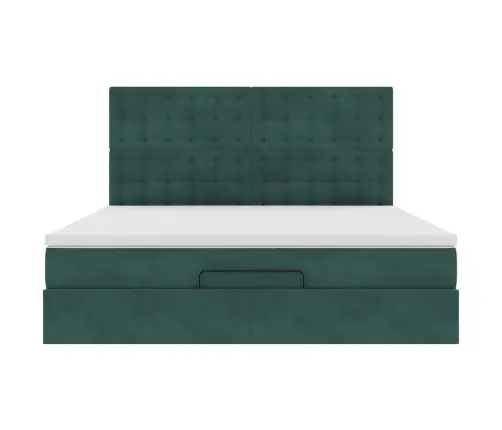 Ottomani Voodiraam Madratsitega, Tumeroheline, 160X200cm Samet
