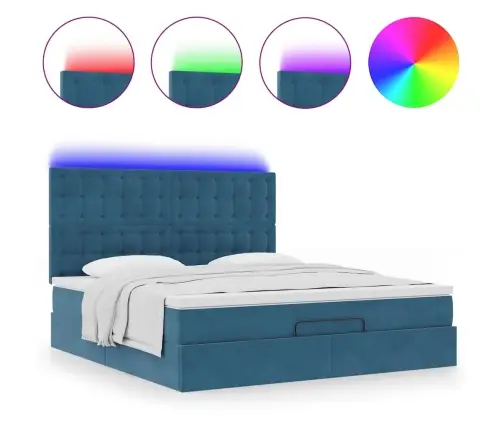 Osmaņu Gultas Rāmis Ar Matračiem Tumši Zils 160X200Cm Audums Vidaxl