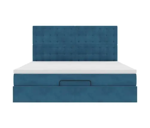 Osmaņu Gultas Rāmis Ar Matračiem Tumši Zils 160X200Cm Audums Vidaxl