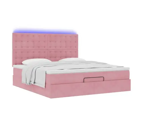 Osmaņu Gultas Rāmis Ar Matračiem Rozā 160X200Cm Audums Vidaxl