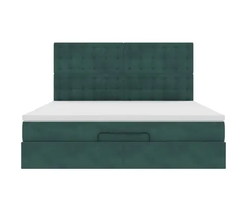 Ottomani Voodiraam Madratsitega, Tumeroheline, 180X200cm Samet