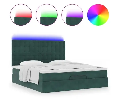 Ottomani Voodiraam Madratsitega, Tumeroheline, 180X200cm Samet