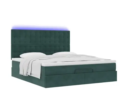 Ottomani Voodiraam Madratsitega, Tumeroheline, 180X200cm Samet