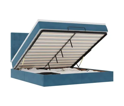 Osmaņu Gultas Rāmis Ar Matračiem Tumši Zils 180X200Cm Audums Vidaxl