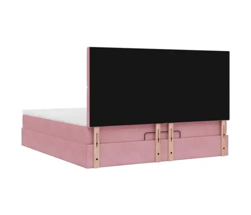 Osmaņu Gultas Rāmis Ar Matračiem Rozā 180X200Cm Audums Vidaxl