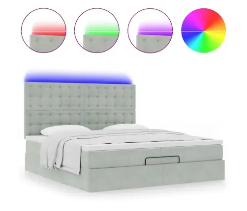 Osmaņu Gultas Rāmis Ar Matračiem Gaiši Pelēks 200X200Cm Audums Vidaxl