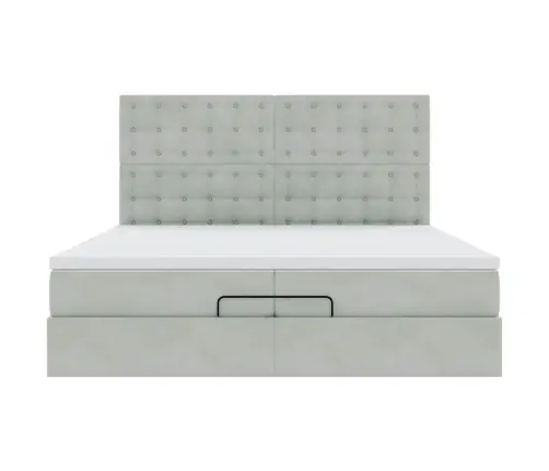 Osmaņu Gultas Rāmis Ar Matračiem Gaiši Pelēks 200X200Cm Audums Vidaxl