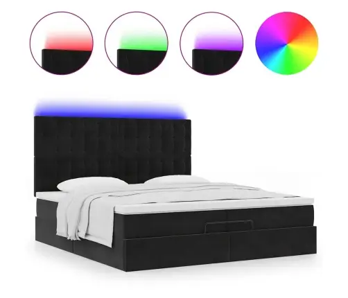 Osmaņu Gultas Rāmis Ar Matračiem Melns 200X200Cm Audums Vidaxl