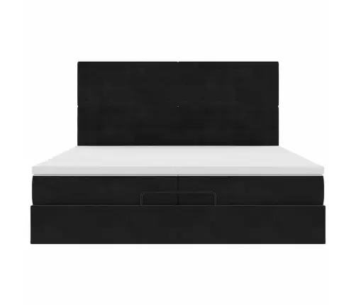 Osmaņu Gultas Rāmis Ar Matračiem Melns 200X200Cm Audums Vidaxl