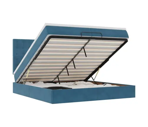 Osmaņu Gultas Rāmis Ar Matračiem Tumši Zils 200X200Cm Audums Vidaxl