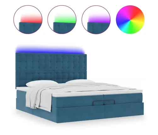 Osmaņu Gultas Rāmis Ar Matračiem Tumši Zils 200X200Cm Audums Vidaxl