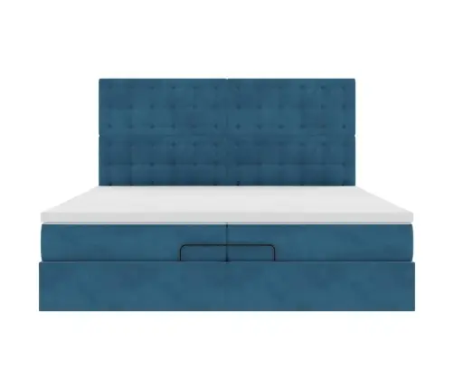 Osmaņu Gultas Rāmis Ar Matračiem Tumši Zils 200X200Cm Audums Vidaxl