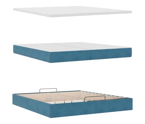 Osmaņu Gultas Rāmis Ar Matračiem Tumši Zils 200X200Cm Audums Vidaxl