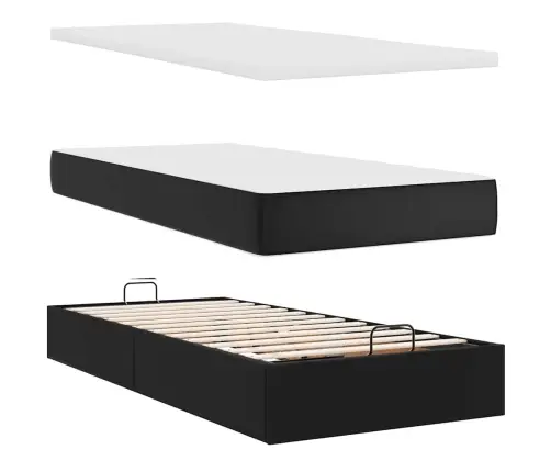 Osmaņu Gulta Ar Matračiem Un Led, Melns, 160X200Cm Mākslīgā Āda Vidaxl