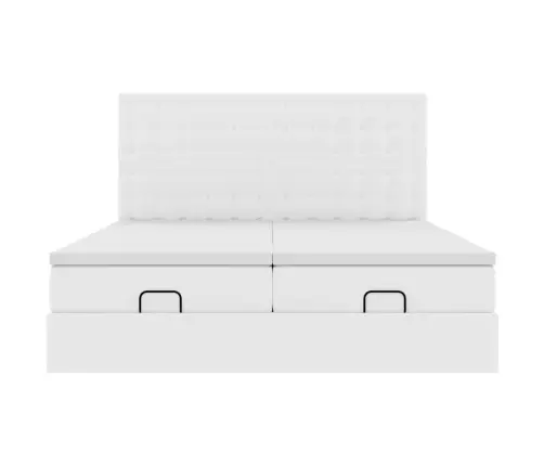 Ottomani Voodi Madratsitega &Ledi, Valge, 160X200 cm Kunstnahk