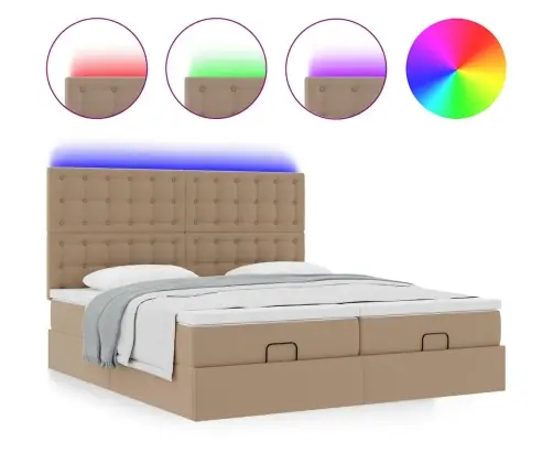 Osmaņu Gulta Ar Matračiem Un Led, Kapučīno, 160X200 Cm Vidaxl