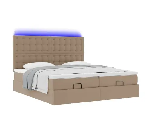 Osmaņu Gulta Ar Matračiem Un Led, Kapučīno, 160X200 Cm Vidaxl