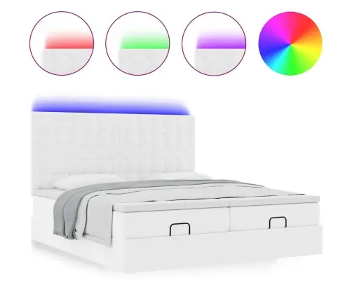 Osmanų Lova Su Čiužiniais Ir Led, 180X200cm Dirbtinė Oda