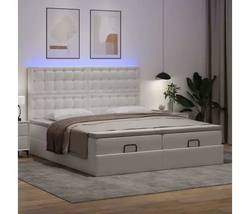 Osmaņu Gultas Rāmis Ar Matračiem Tīri Balts 200X200 Cm Vidaxl
