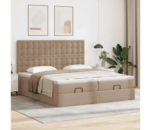 Osmaņu Gultas Rāmis Ar Matračiem Kapučīno 200X200Cm Vidaxl