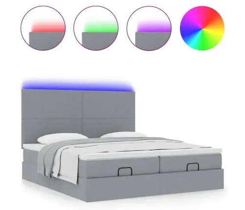 Osmaņu Gultas Rāmis Ar Matračiem Gaiši Pelēks 160X200Cm Audums Vidaxl