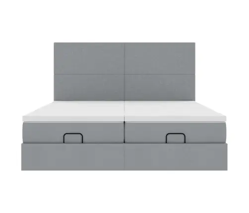 Osmaņu Gultas Rāmis Ar Matračiem Gaiši Pelēks 160X200Cm Audums Vidaxl