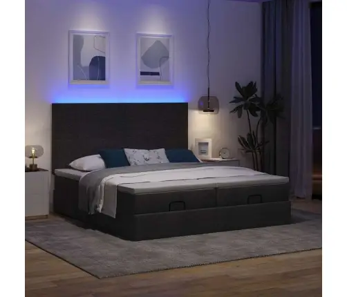 Osmaņu Gultas Rāmis Ar Matračiem Melns 160X200Cm Audums Vidaxl