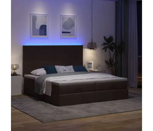 Osmanų Lovos Rėmas Su Čiužiniais, Rudas, 160X200cm Audinys