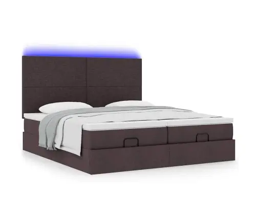 Osmanų Lovos Rėmas Su Čiužiniais, Rudas, 160X200cm Audinys