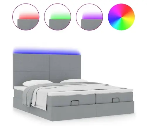 Osmanų Lovos Rėmas Su Čiužiniais, Pilkas, 180X200cm Audinys