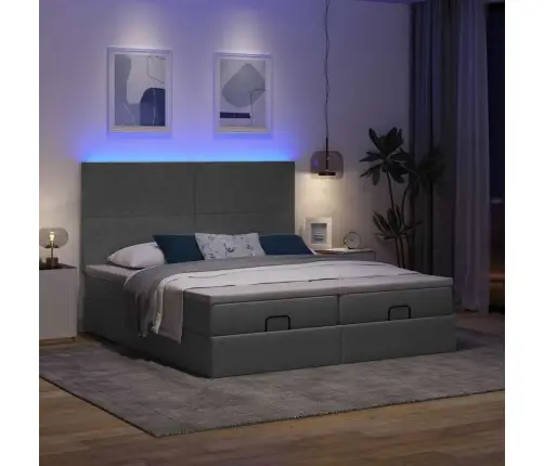 Ottomani Voodiraam Madratsitega, Tumehall, 180X200cm Kangas